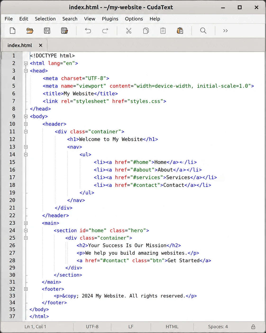 CudaText open-source cross-platform editor on Linux with multiple carets