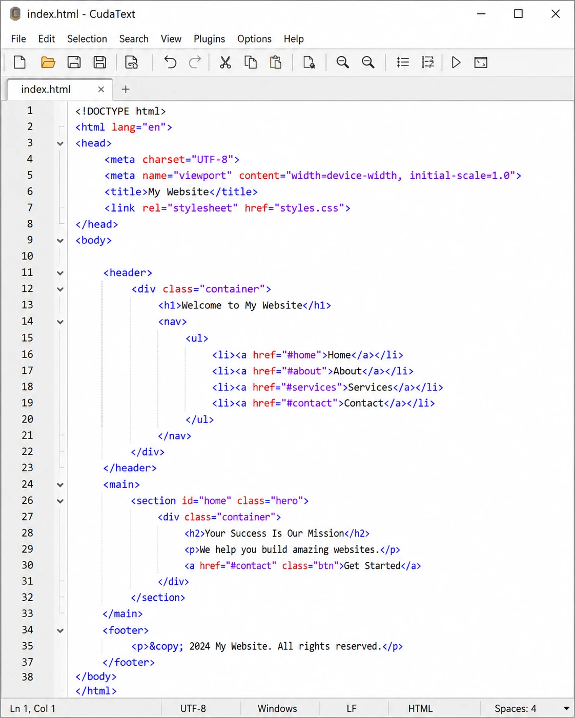 CudaText open-source cross-platform text editor with plugin manager on Windows