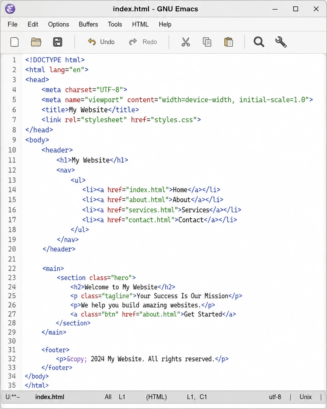 GNU Emacs extensible text editor running on macOS