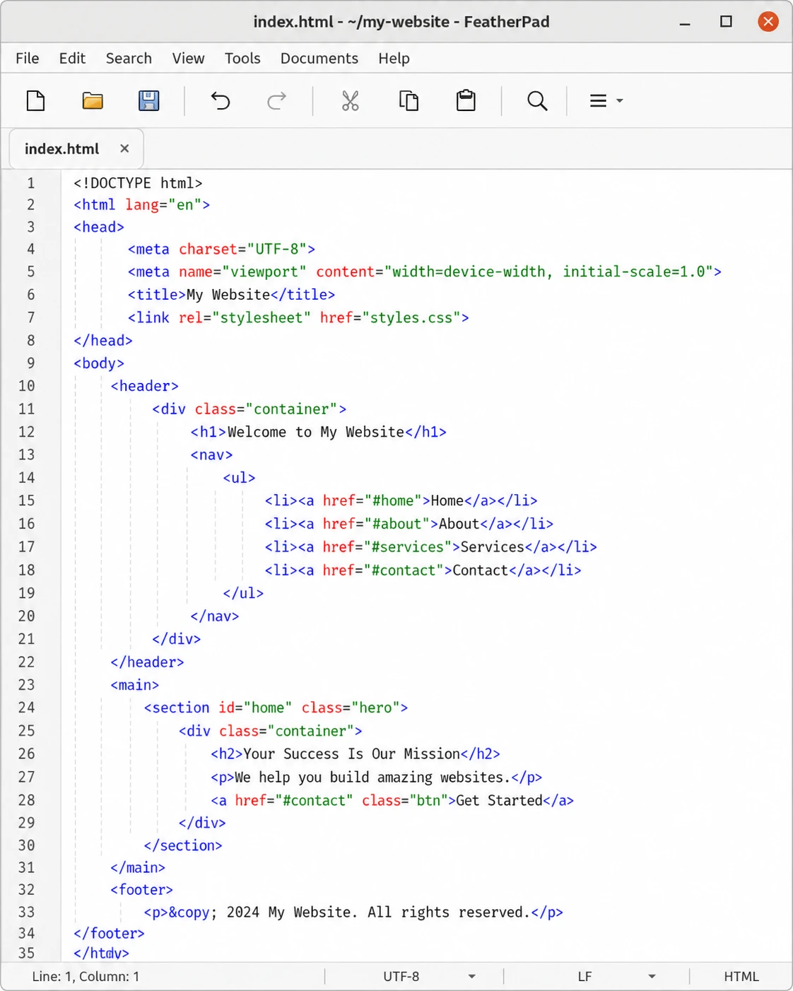 FeatherPad lightweight Qt text editor from LXQt on Linux