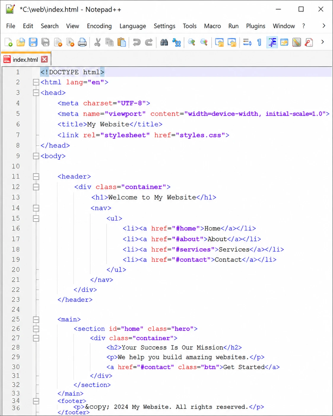 Notepad++ text editor for Windows showing tabbed editing and syntax highlighting