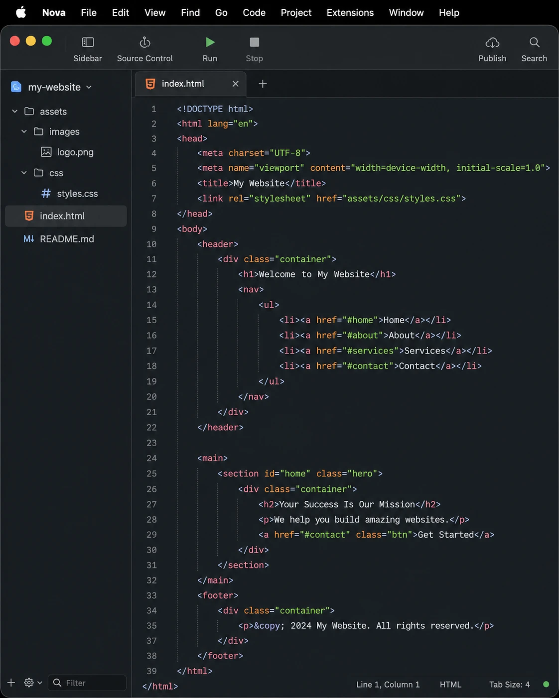 Nova by Panic, a beautiful native Mac code editor with publishing tools