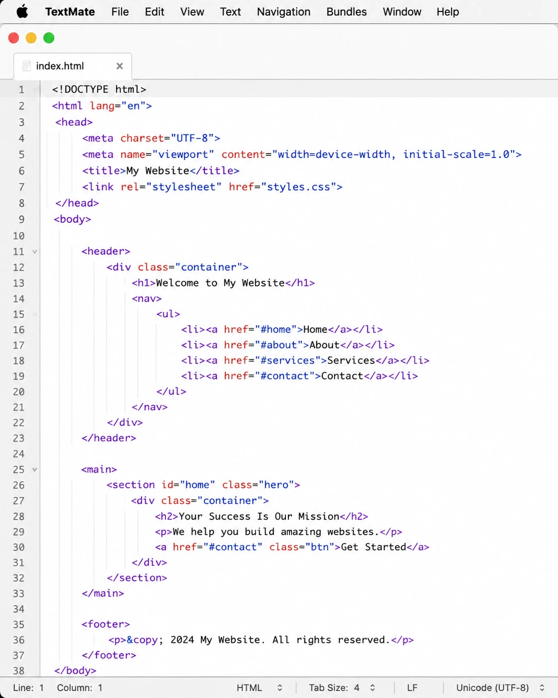 TextMate 2 open-source text editor for macOS with bundles and snippets