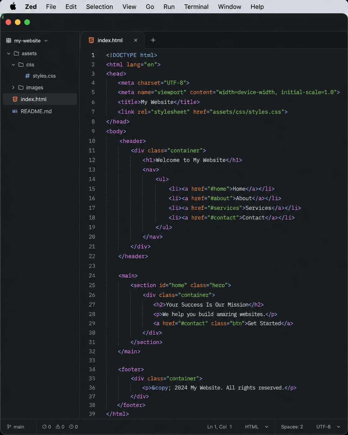 Zed editor on macOS, a fast Rust-based code editor with collaboration