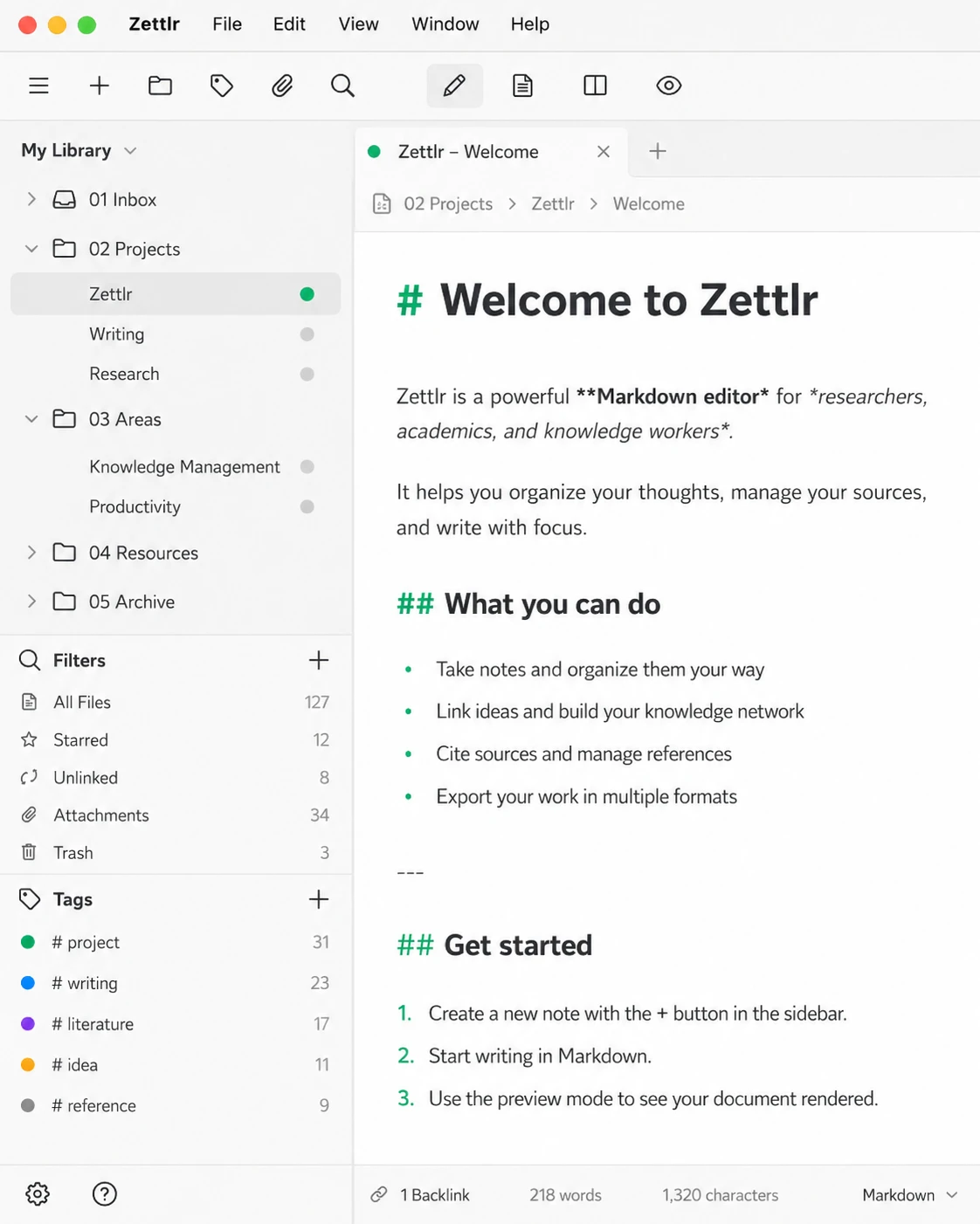 Zettlr open-source Markdown editor for writers and researchers on macOS